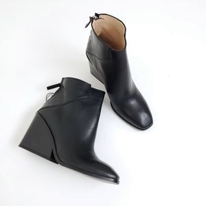 NEW Zara leather wedge block square ankle boot 6